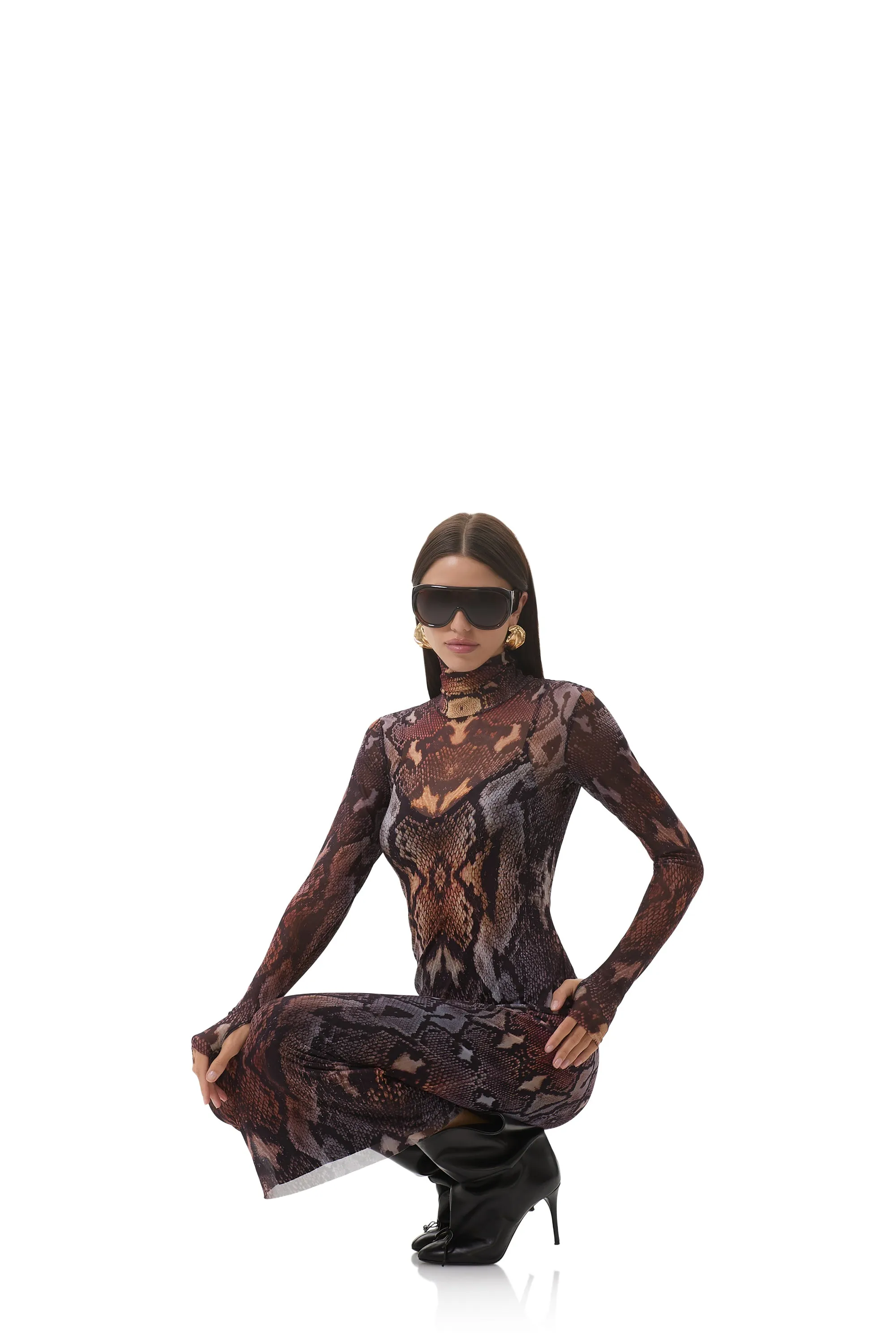 Dreamy Drape Shailene Dress - Placed Umber Snake