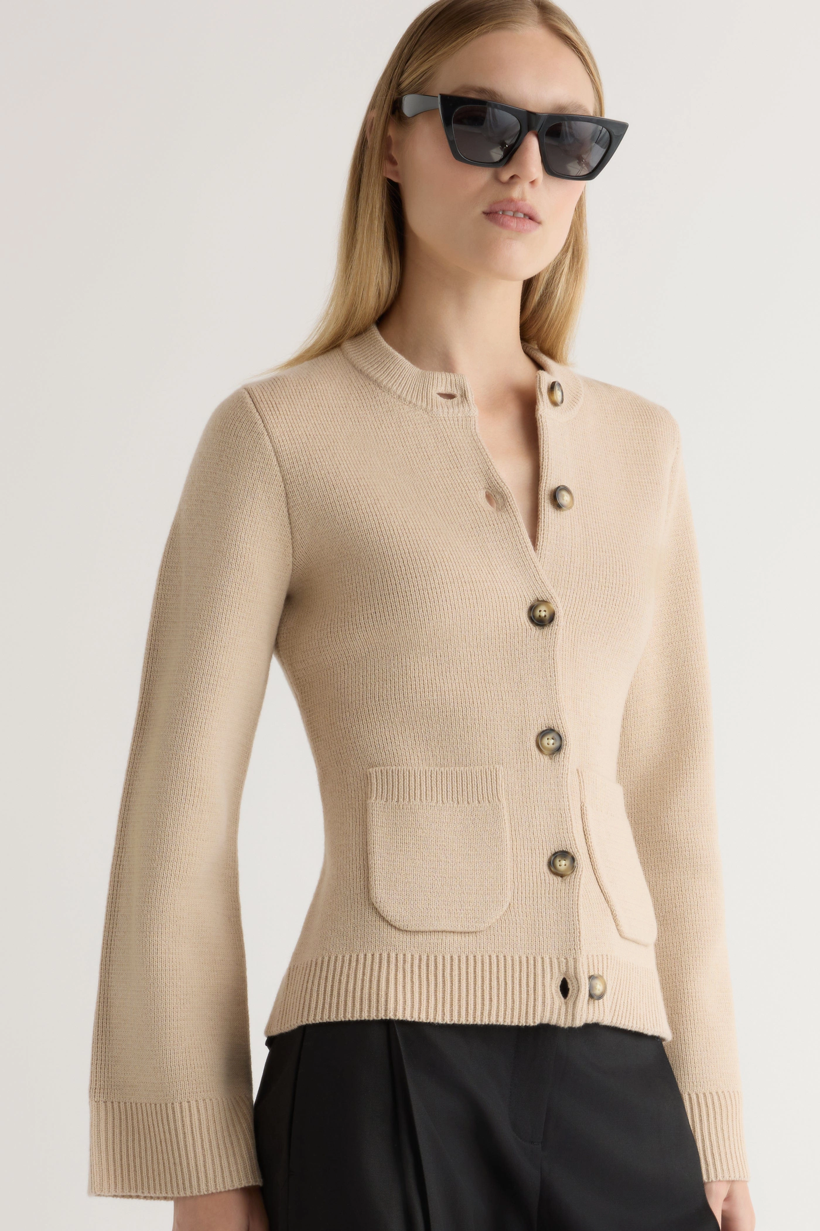 Eames Organic Cotton-Wool Cardigan Knit Fit