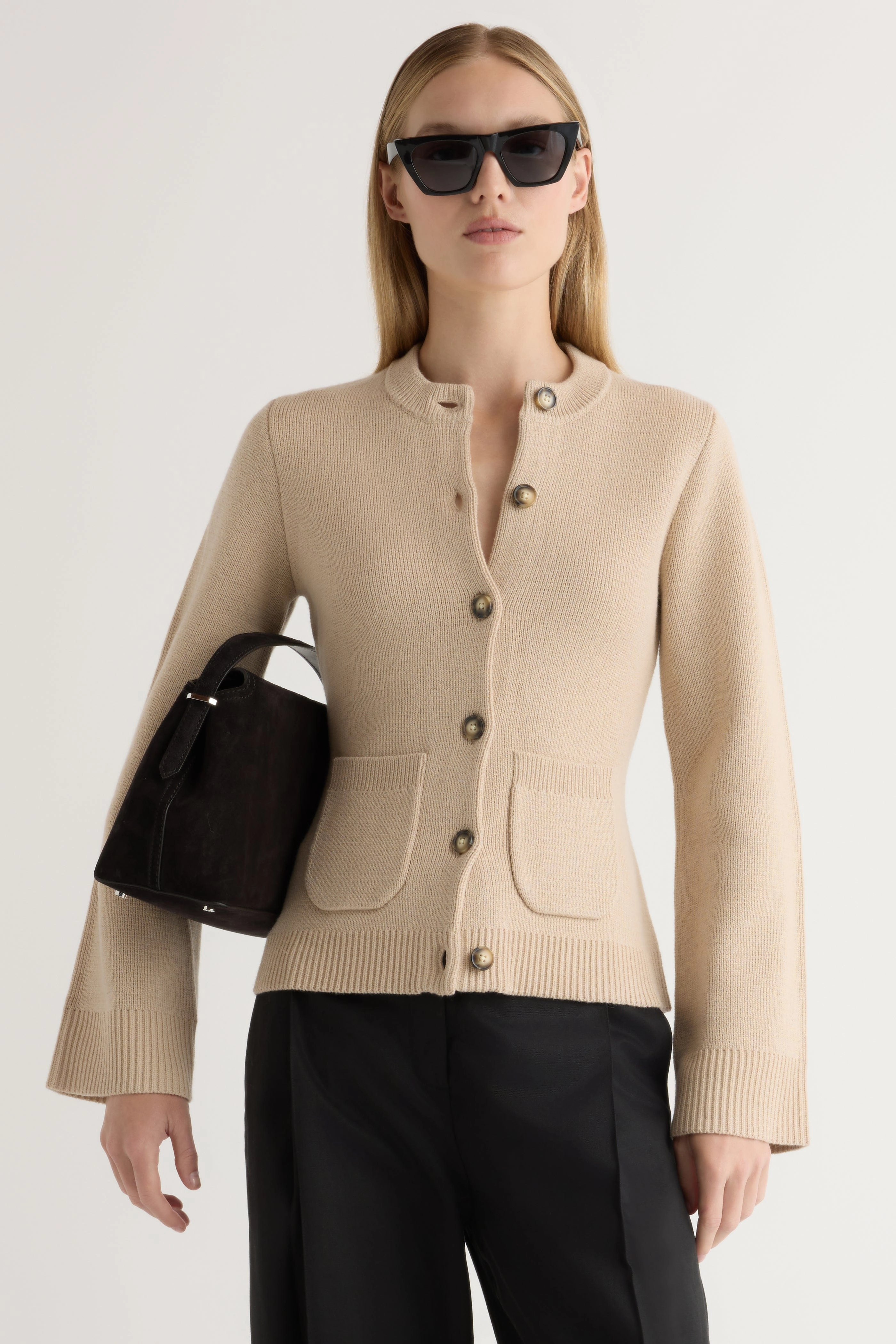 Trendy Knit Ergonomic Sleeve Engineering Eames Organic Cotton-Wool Cardigan