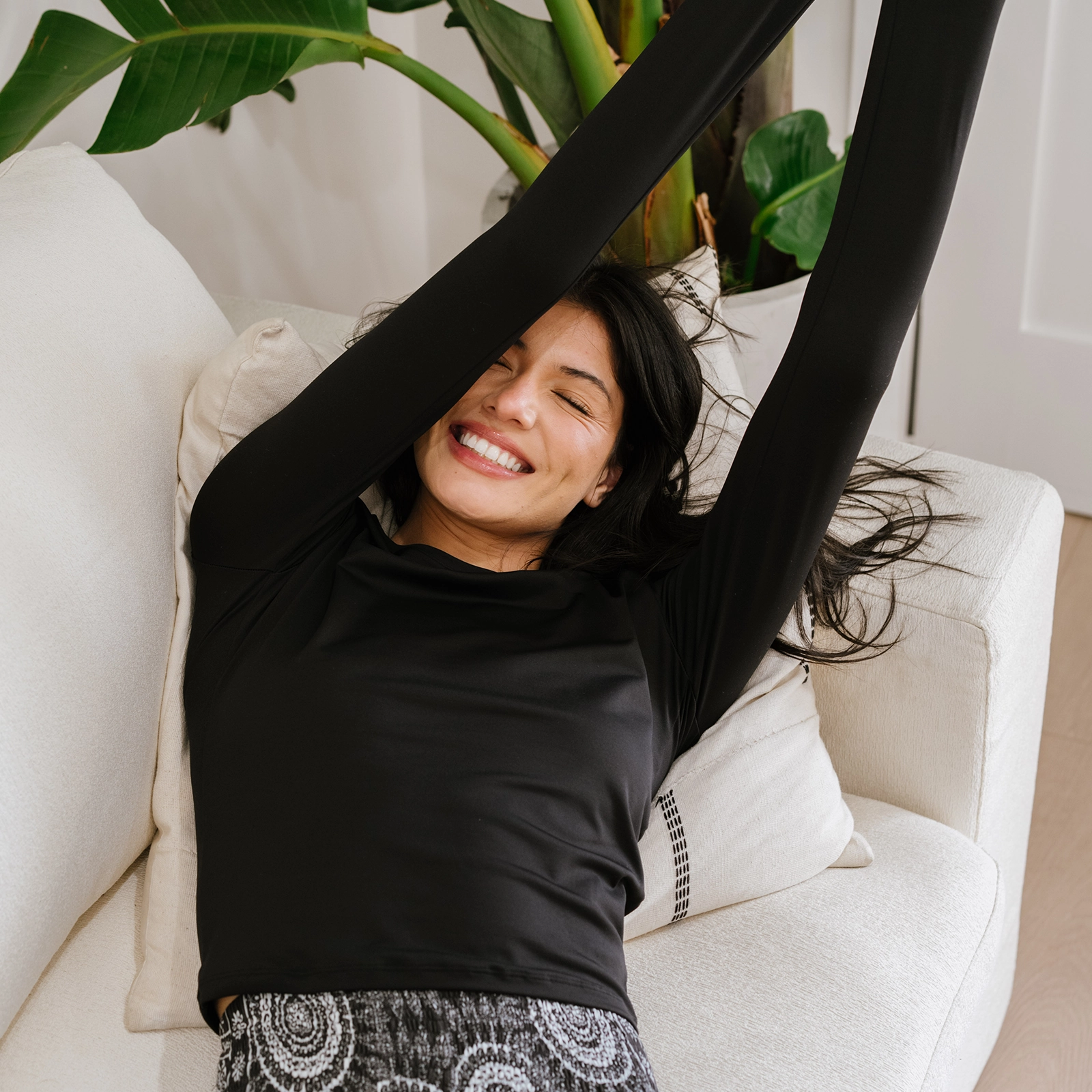 StretchComfortDesign WideNeckOpening Onyx Hatha Long Sleeve Top