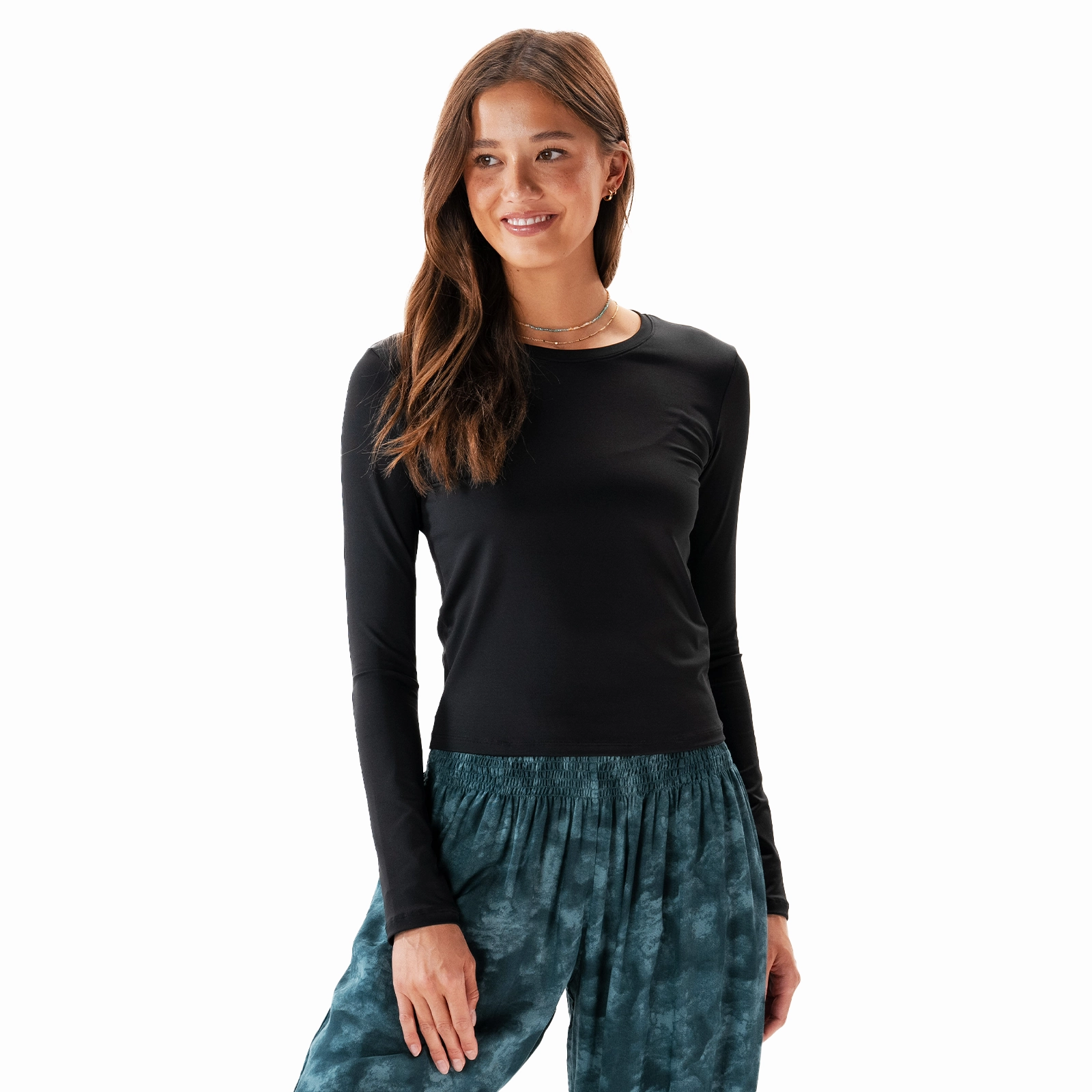 Onyx Hatha Long Sleeve Top Temperature Regulating Textile Wool Sweater