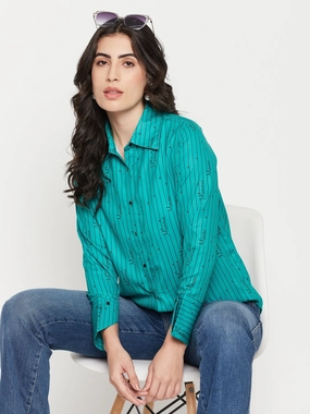 Casual Design Madame Disney Printed Green Shirt