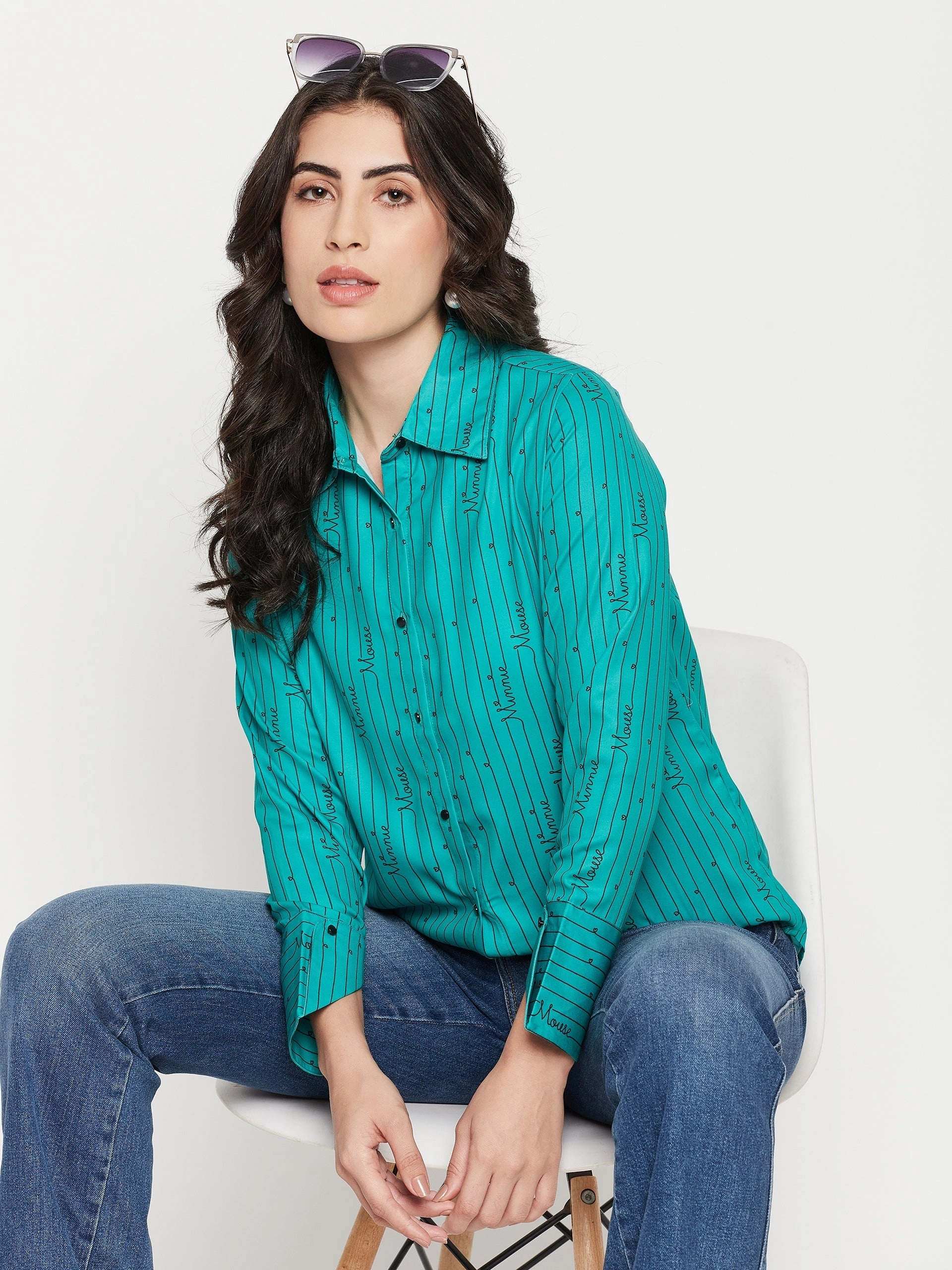 Casual Design Madame Disney Printed Green Shirt