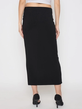 Artisan Print Light Moodboard Madame Ruched Solid Black Pencil Skirt