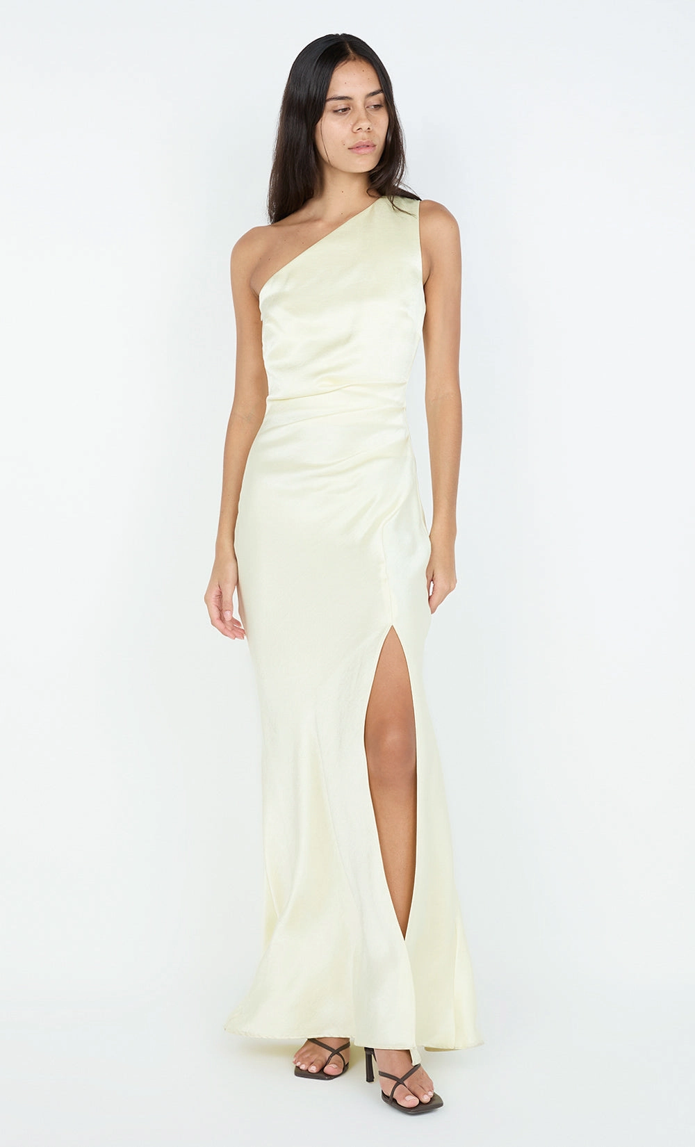 Statement-Buttons AntiFrayEdging THE DREAMER ASYM DRESS - ICE YELLOW