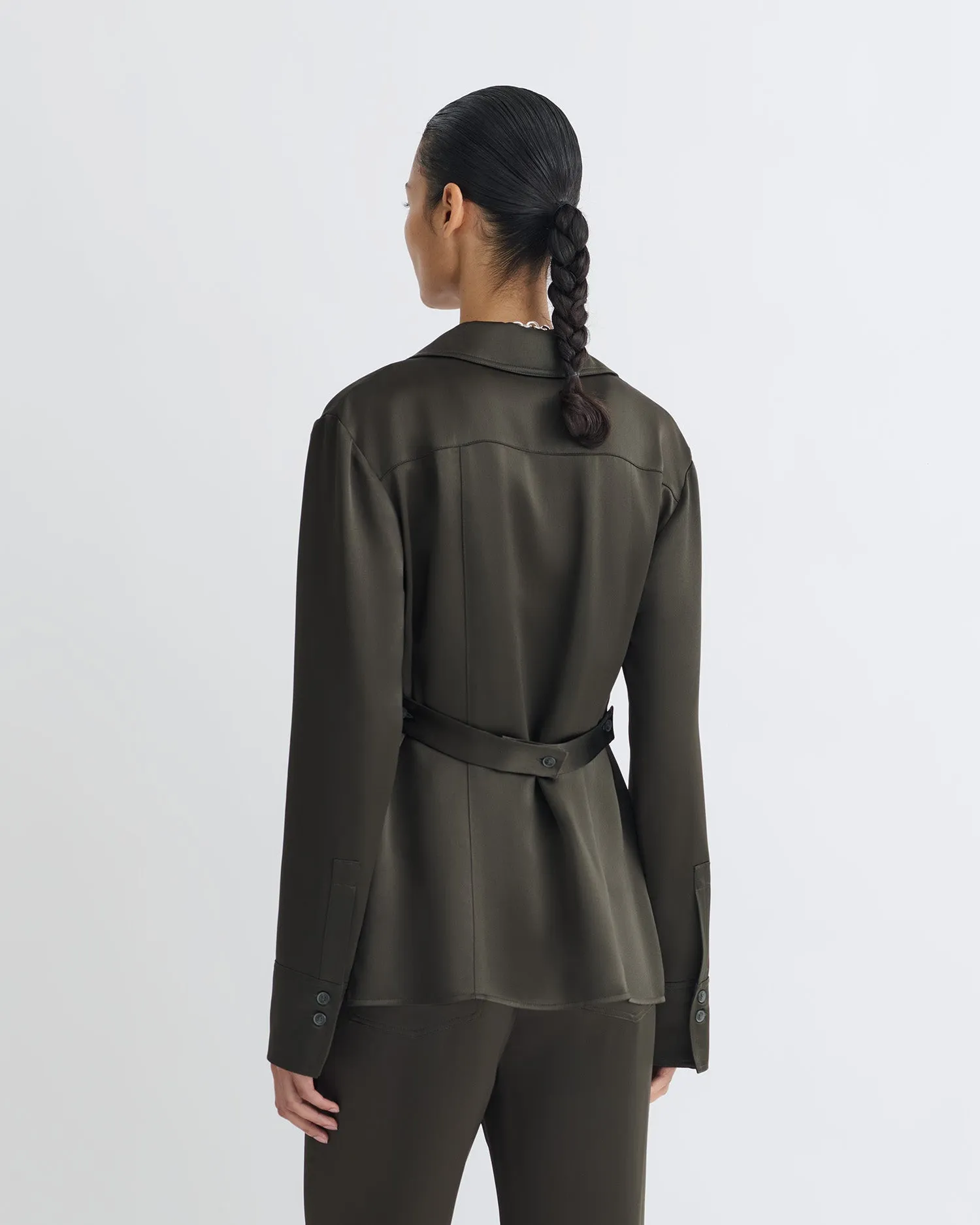 Sport Style Nathalie - Slip Satin Shirt - Dark Green