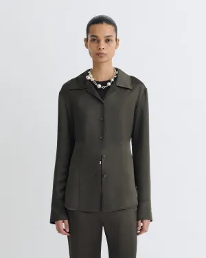 Denim shorts Nathalie - Slip Satin Shirt - Dark Green