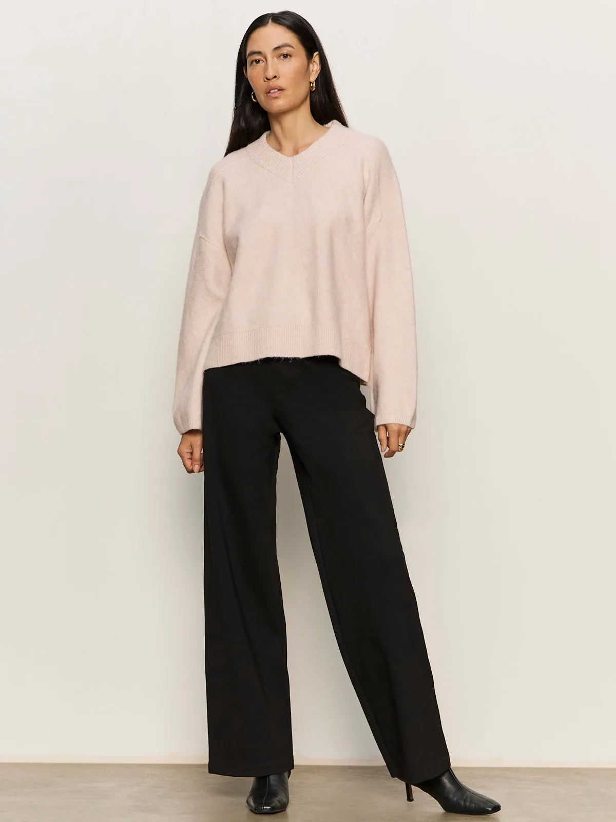 Dreamy V Neck Sweater Heather Rose Compact TravelFriendly Design Professional Cut