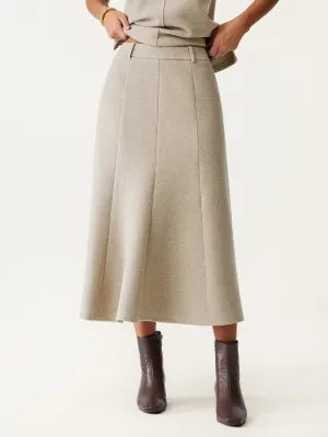High Waisted Umbrella Hem Midi Skirt Slimline Fit Athletic Flex Wear