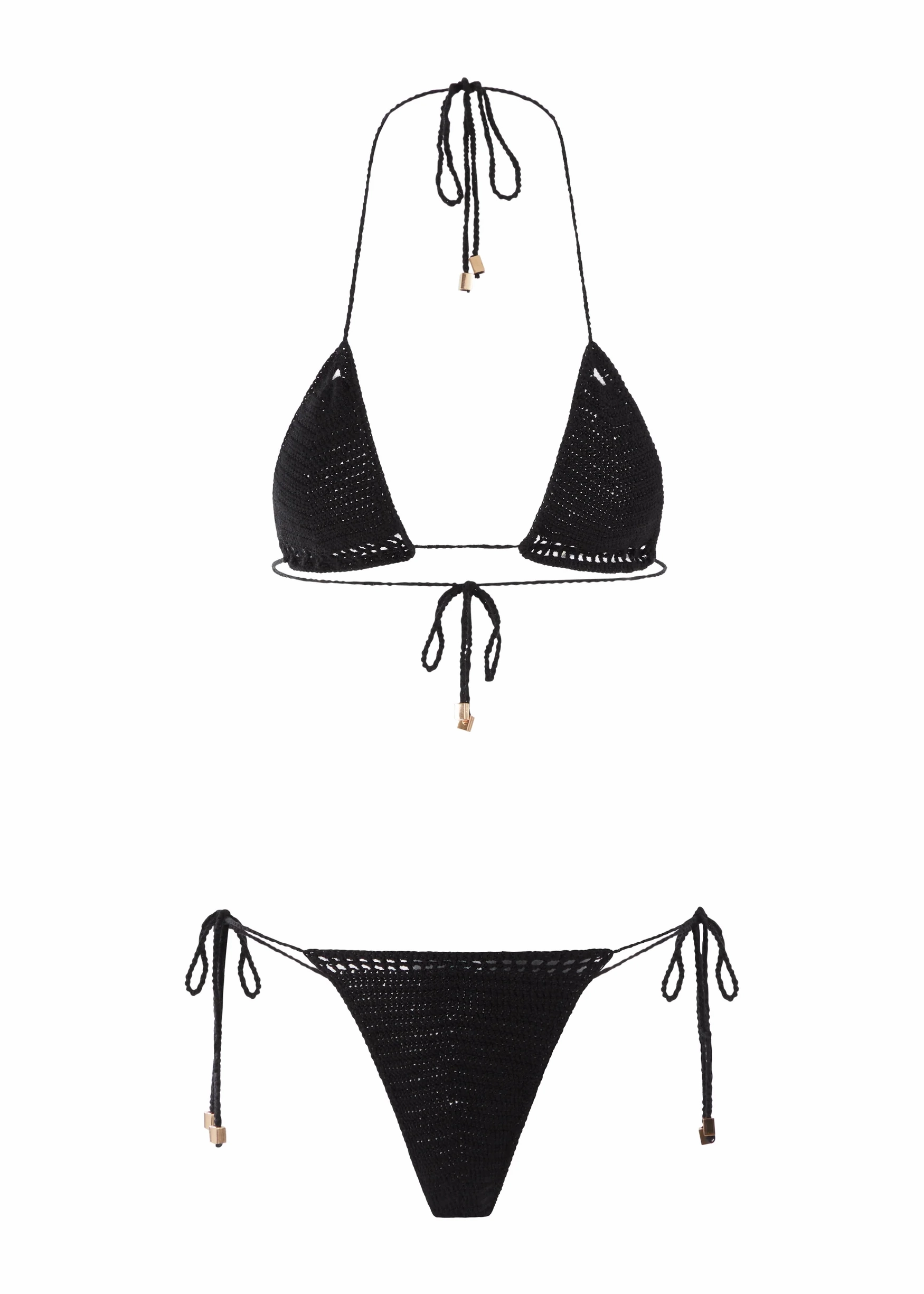 Sol Bikini Bottom | Noir Crochet Ventilated Panel Design TemperatureRegulatingLining