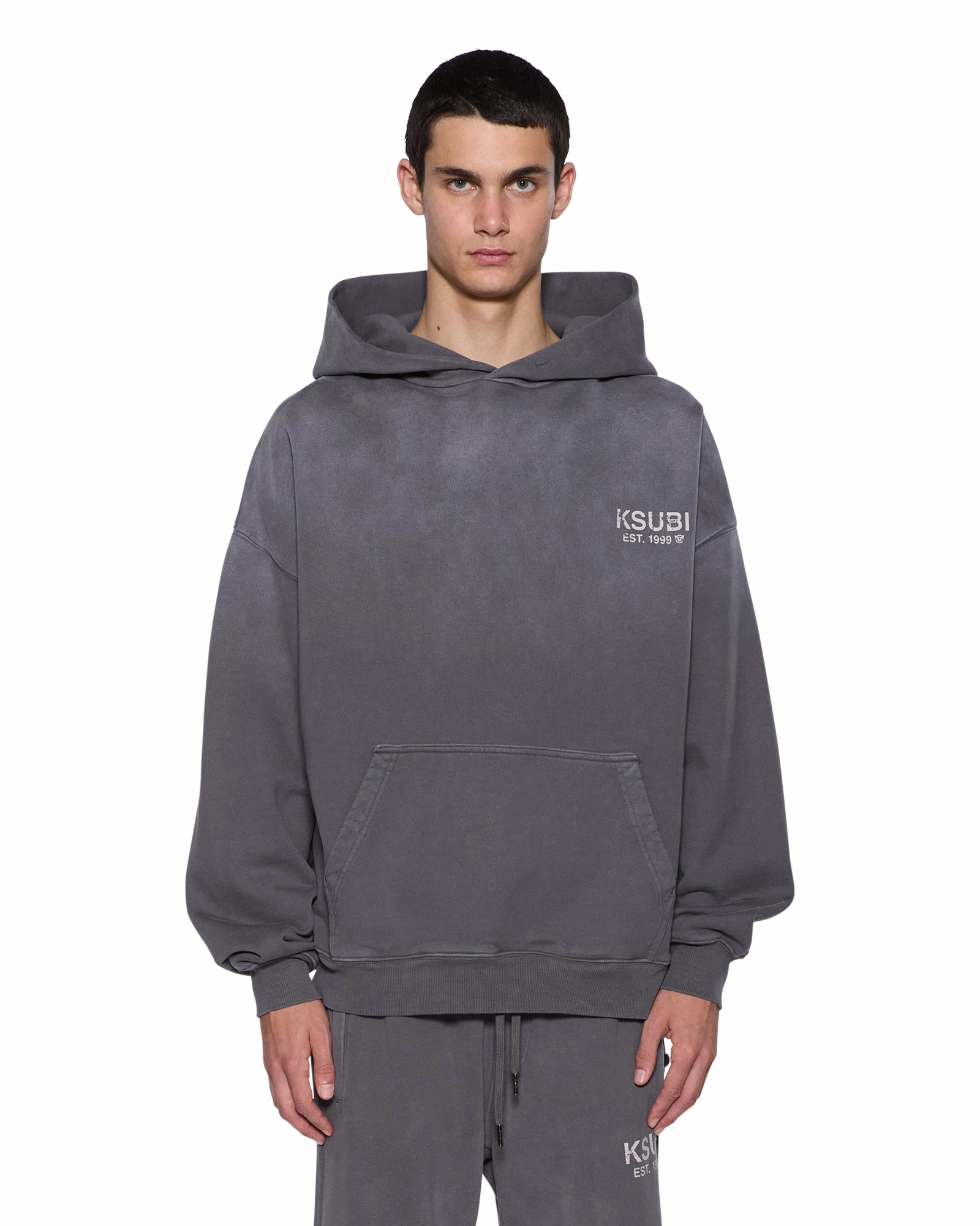 STATE EKCESS HOODIE CHARCOAL FADE ZipperedPockets Casual Long Sleeve