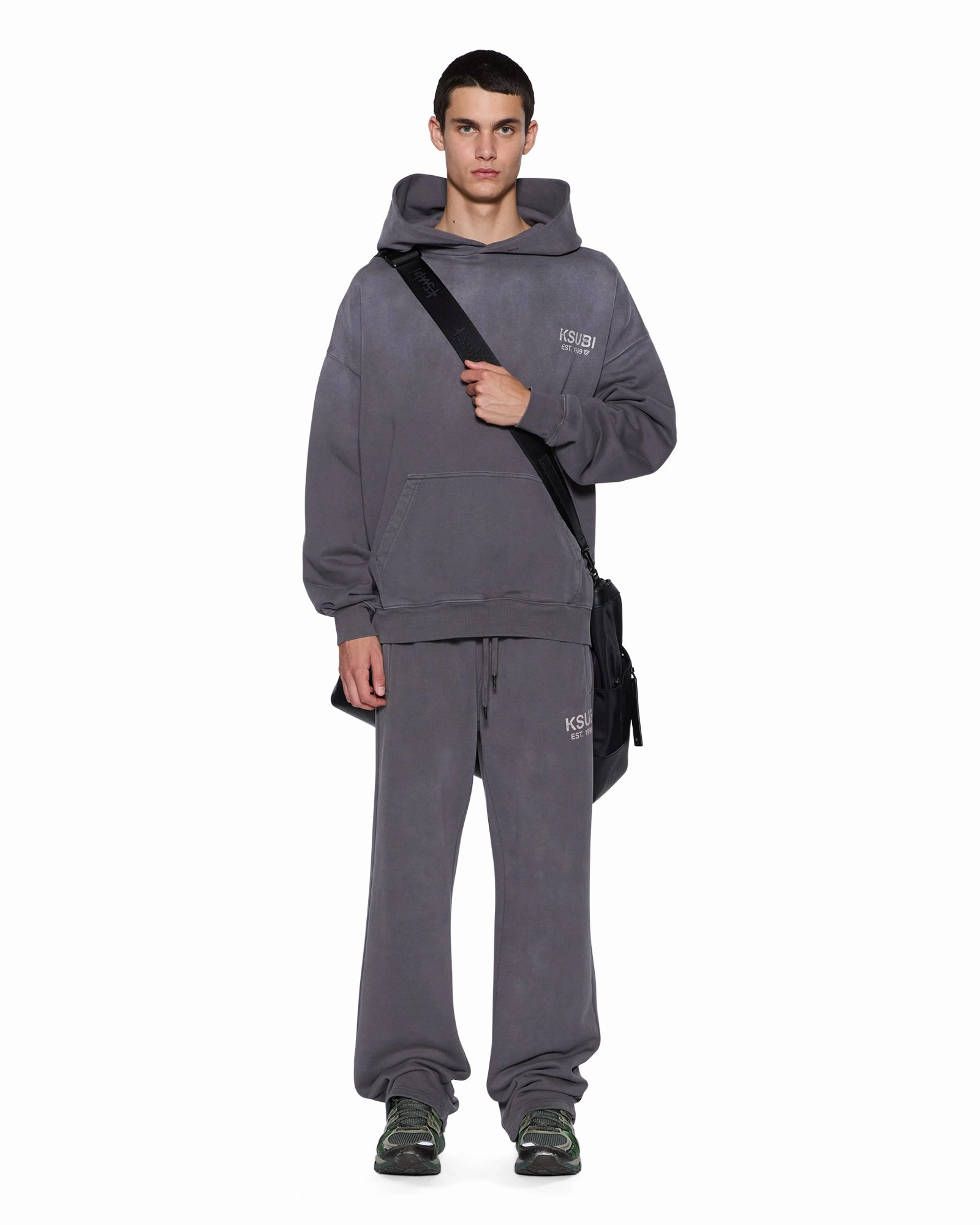 Ventilation Panel AdjustableNeckline STATE EKCESS HOODIE CHARCOAL FADE