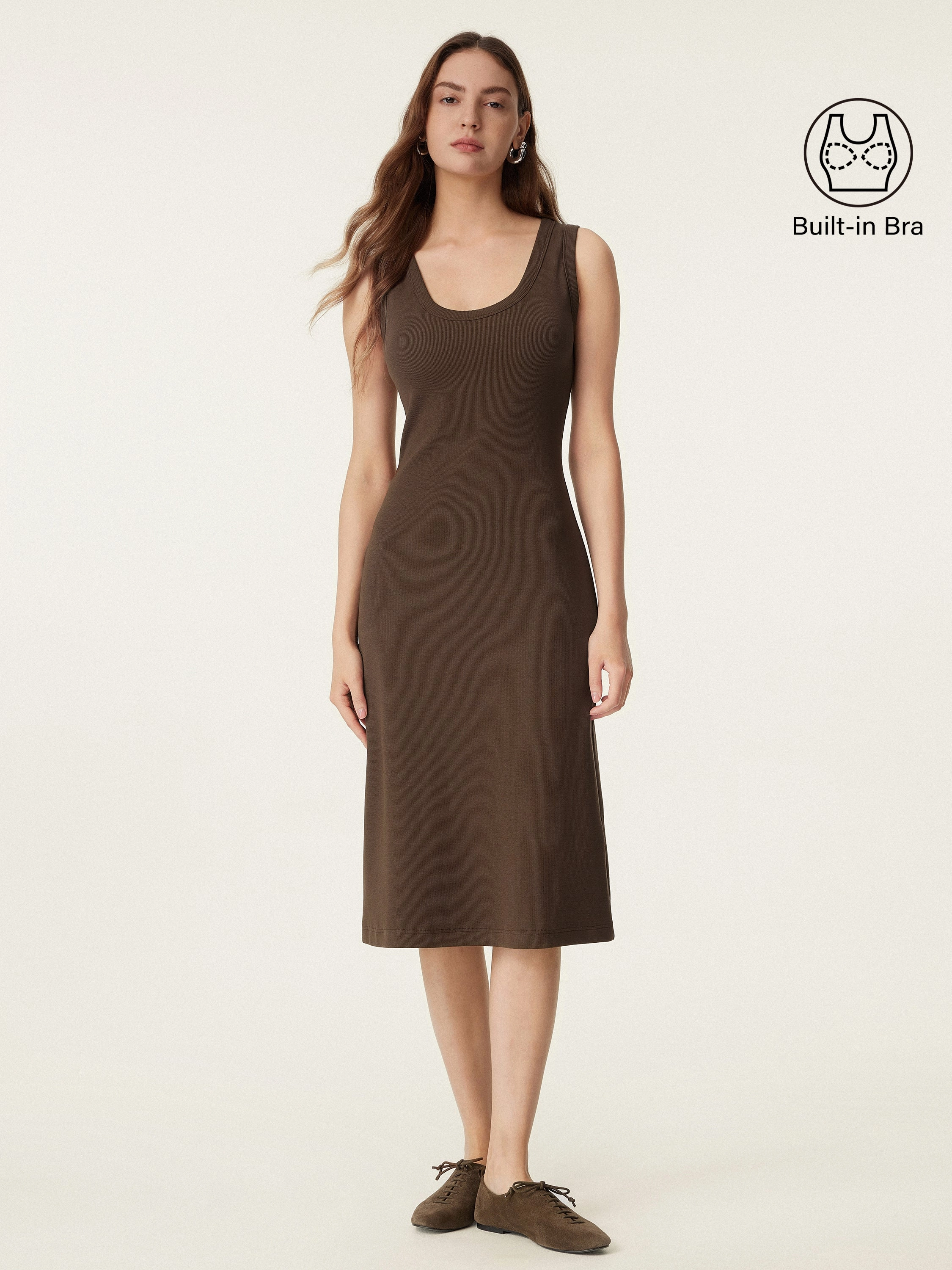 Cozy Knit Scoop Neck New Airy Brami Tank Dress