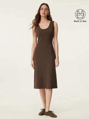 Cozy Knit Scoop Neck New Airy Brami Tank Dress