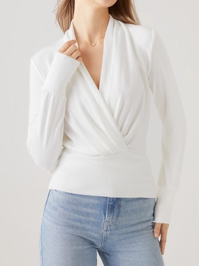Moisture wicking Surplice Tuckable Top
