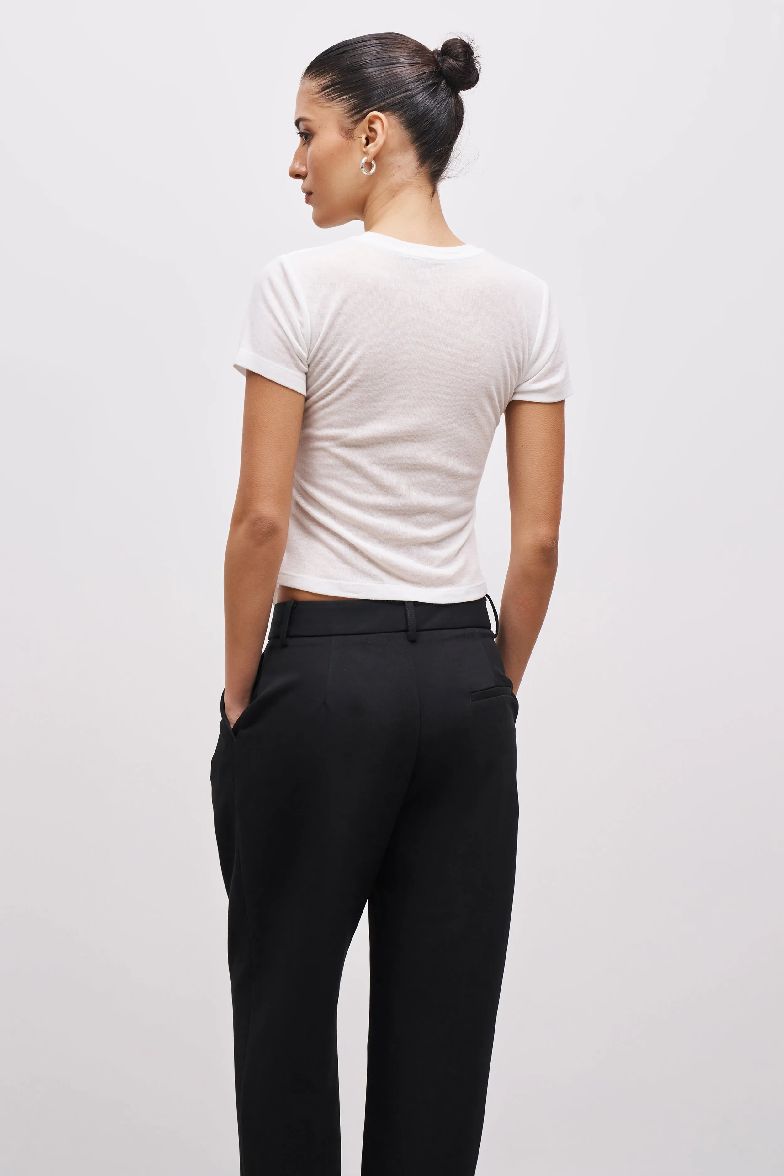 Semi Sheer 90's T Shirt - White Easy Wear Stretchable Neckline