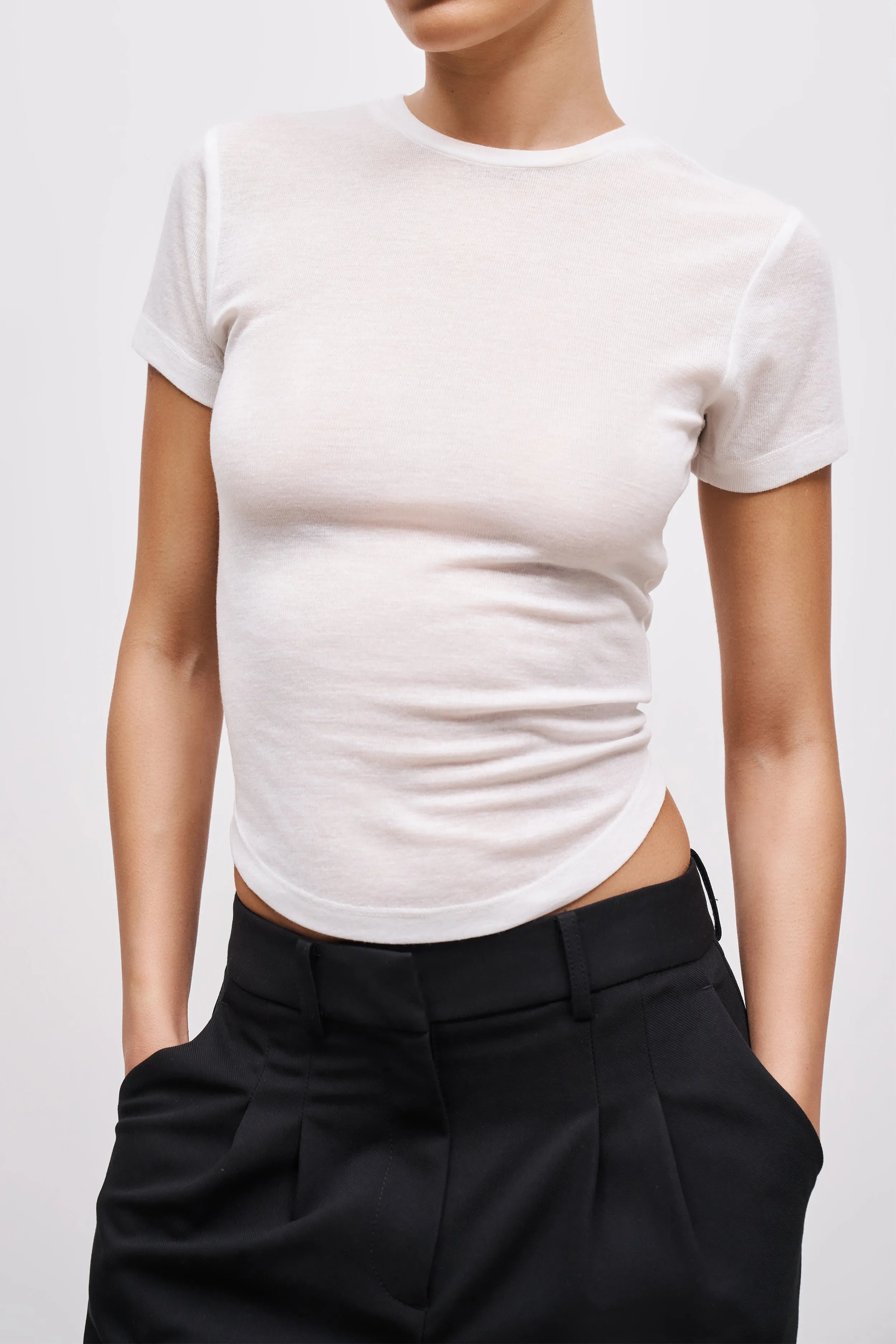 Semi Sheer 90's T Shirt - White MoistureWicking Technology
