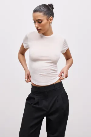 Flatlock stitching Semi Sheer 90's T Shirt - White