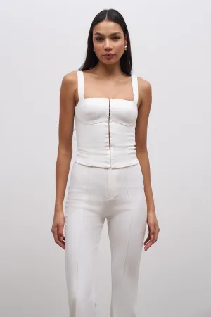 Square Neck Hook & Eye Corset - Ivory RibbedCollar Ribbed Trims