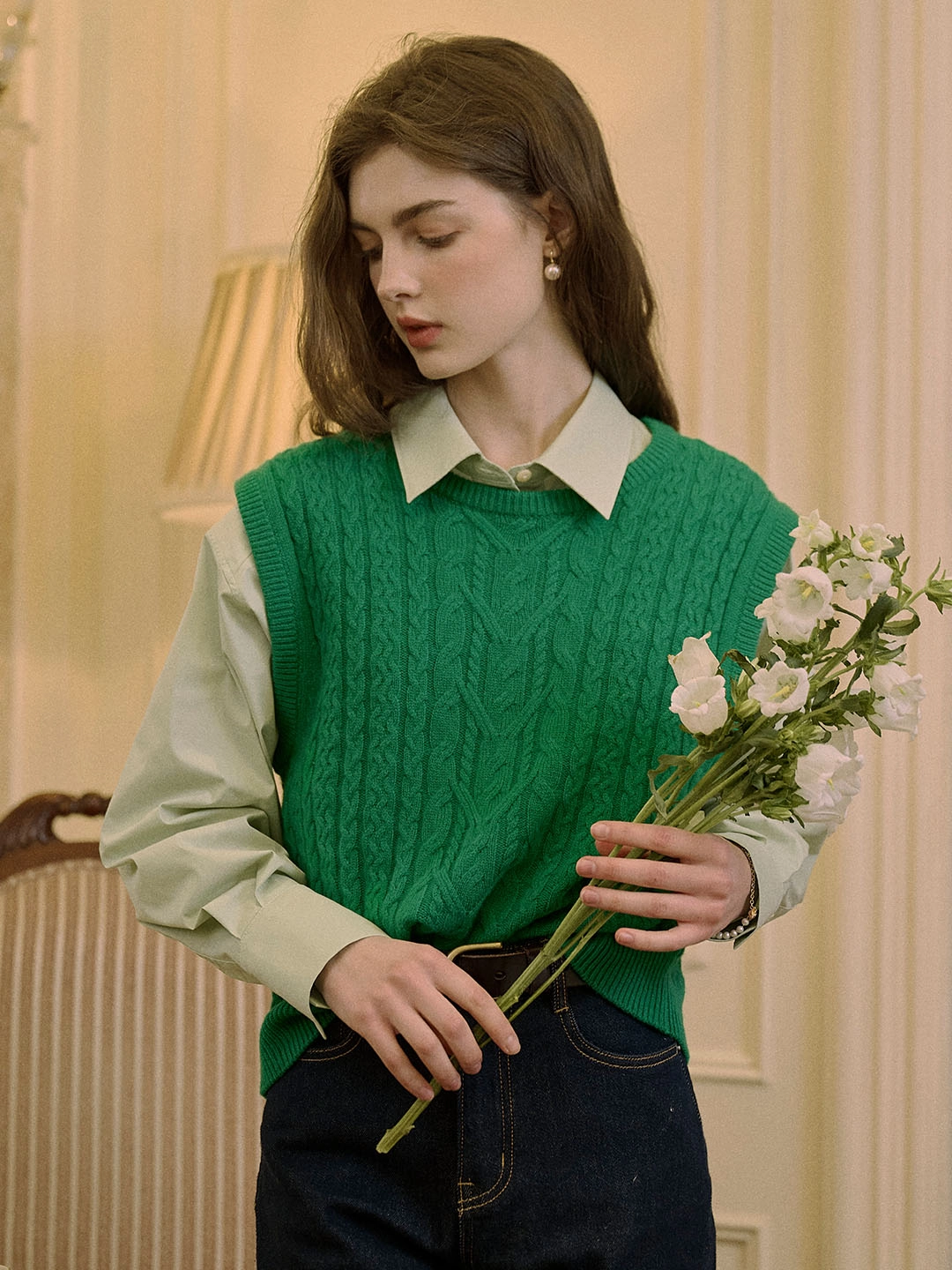 No Effort Molly Classic Crew Neck 100% Wool Knitted Vest