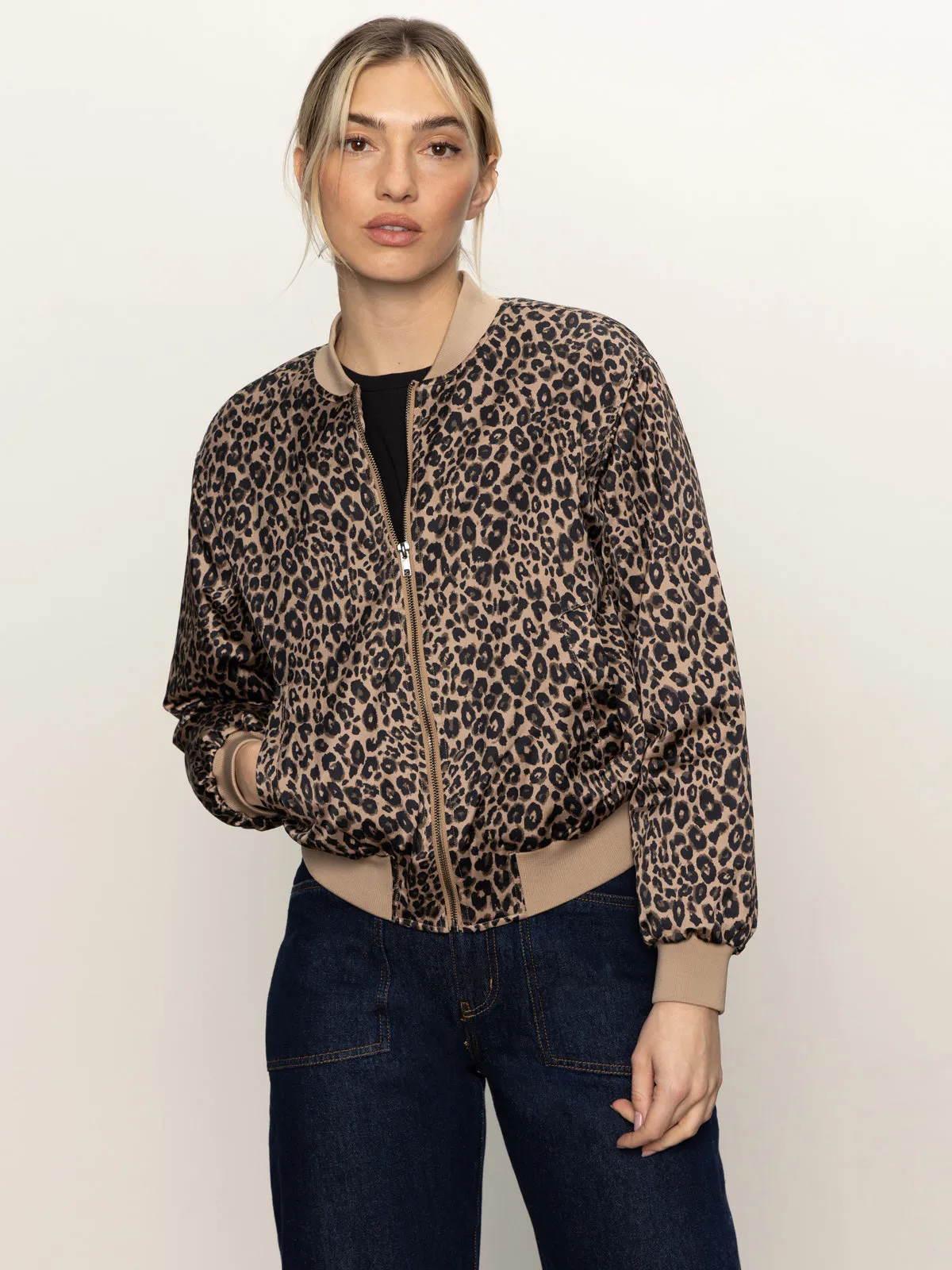 Reinforced Stress Points Compression Panels Monroe Sateen Bomber Jacket French Kitty