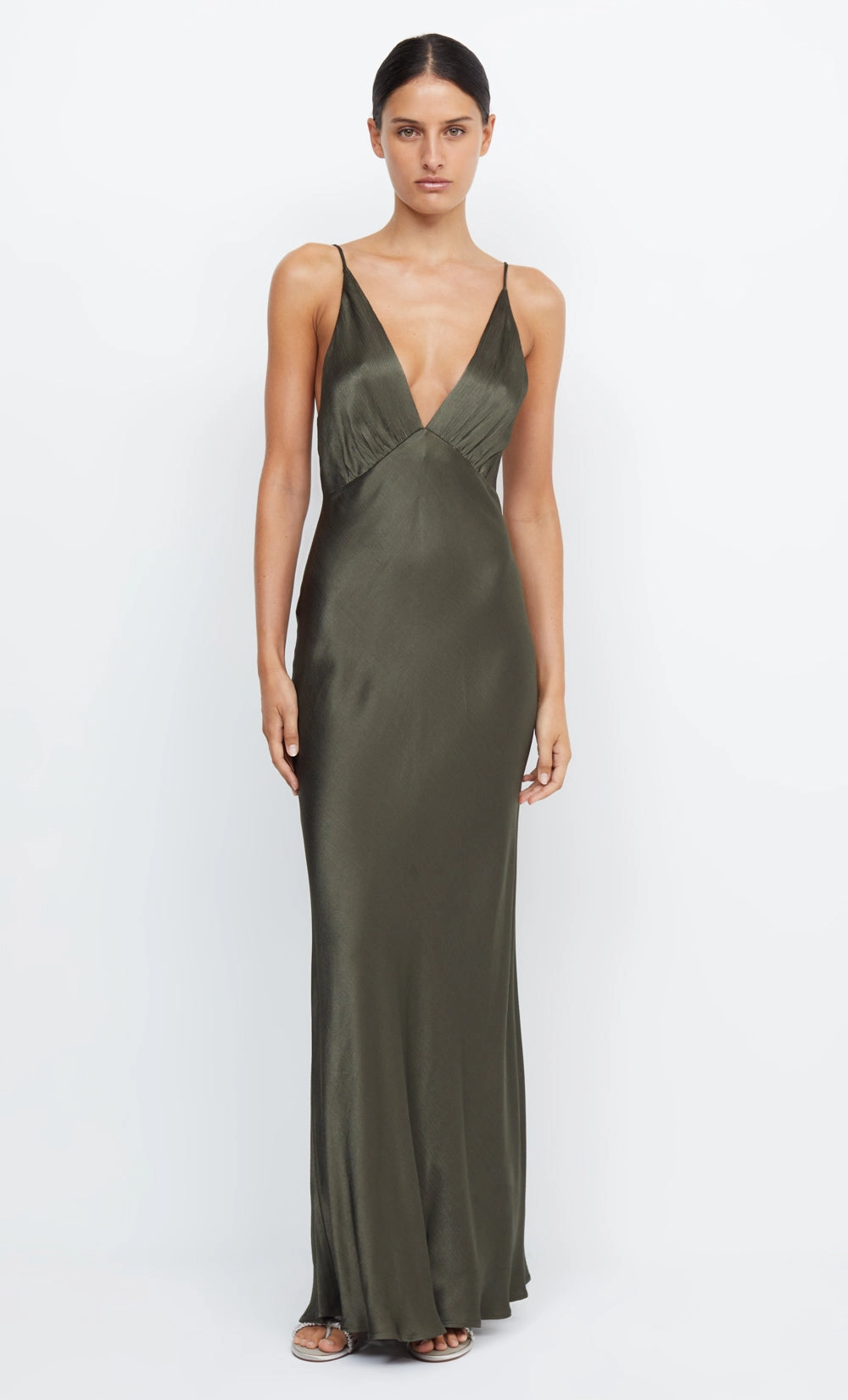 button detail Mermaid-Hem MOON DANCE V MAXI DRESS - DARK WILLOW