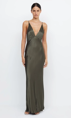 Velvet-Sleeve Easy Match MOON DANCE V MAXI DRESS - DARK WILLOW