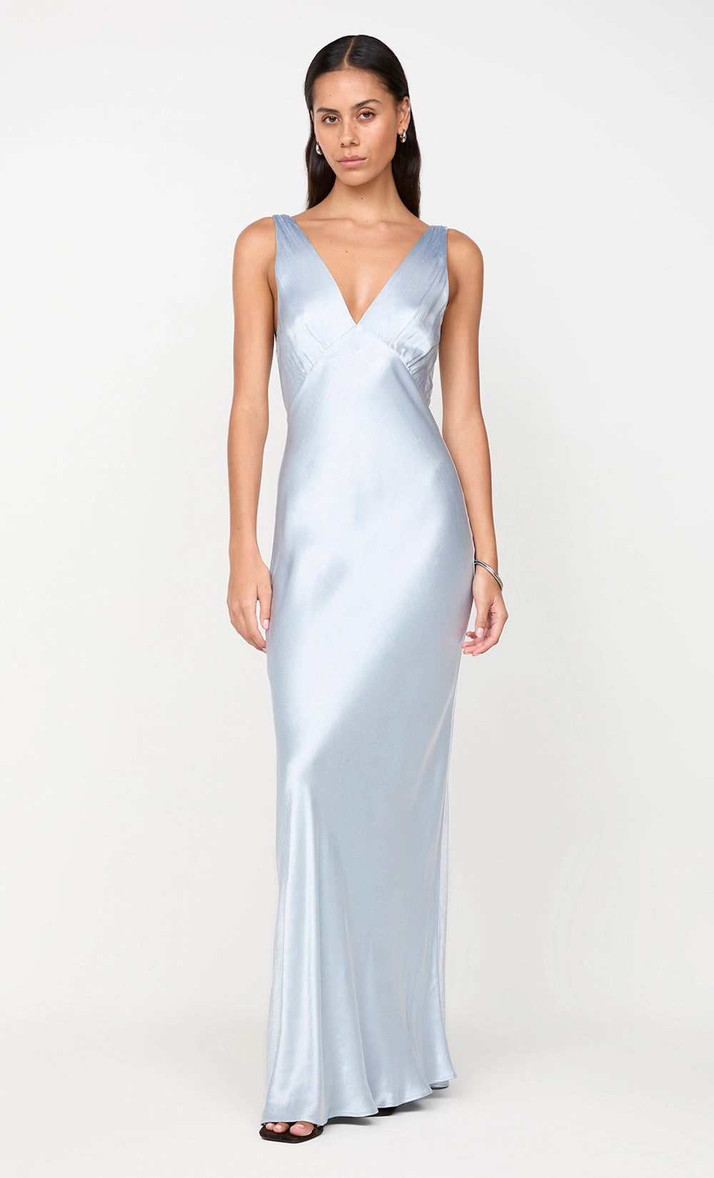 MOON DANCE VERONA DRESS - DUSTY BLUE High-Low-Hem Smooth Surface