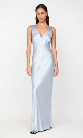 MOON DANCE VERONA DRESS - DUSTY BLUE High-Low-Hem Smooth Surface