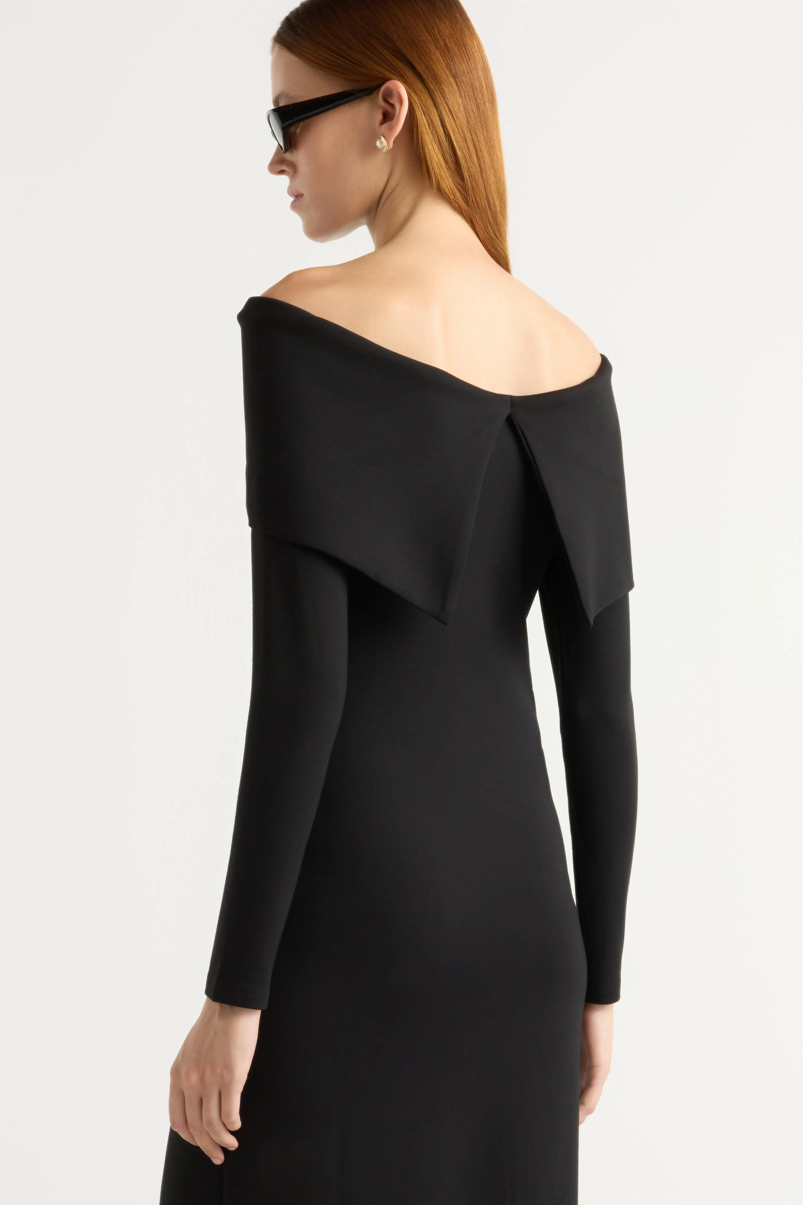 Morgan Split Foldover Jersey Dress AntiPillTreatment