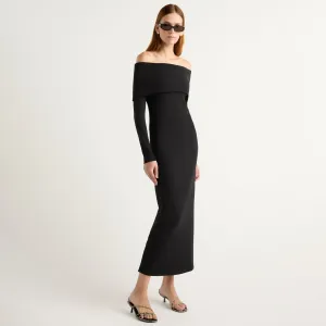 Cozy Base Morgan Split Foldover Jersey Dress