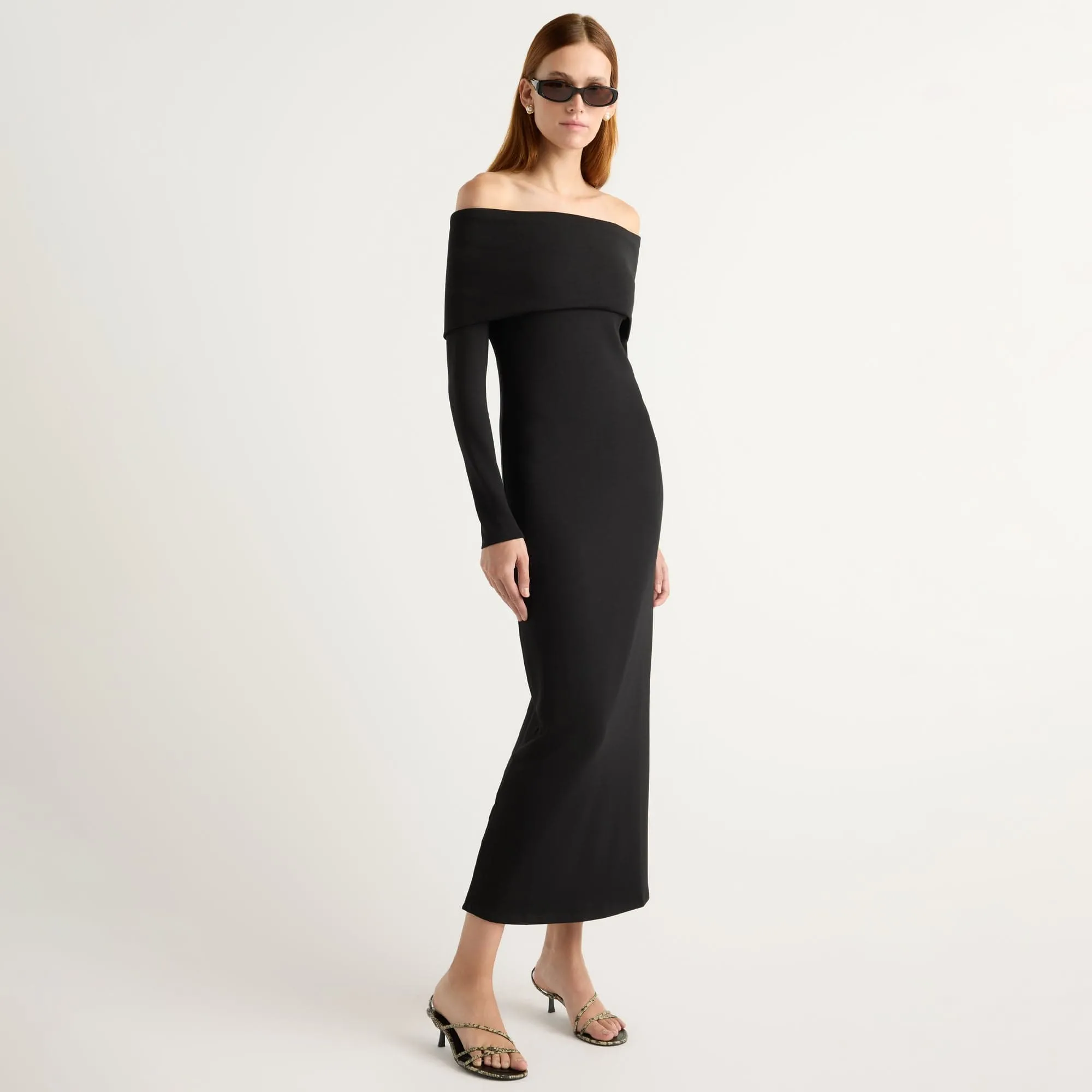 Cozy Base Morgan Split Foldover Jersey Dress