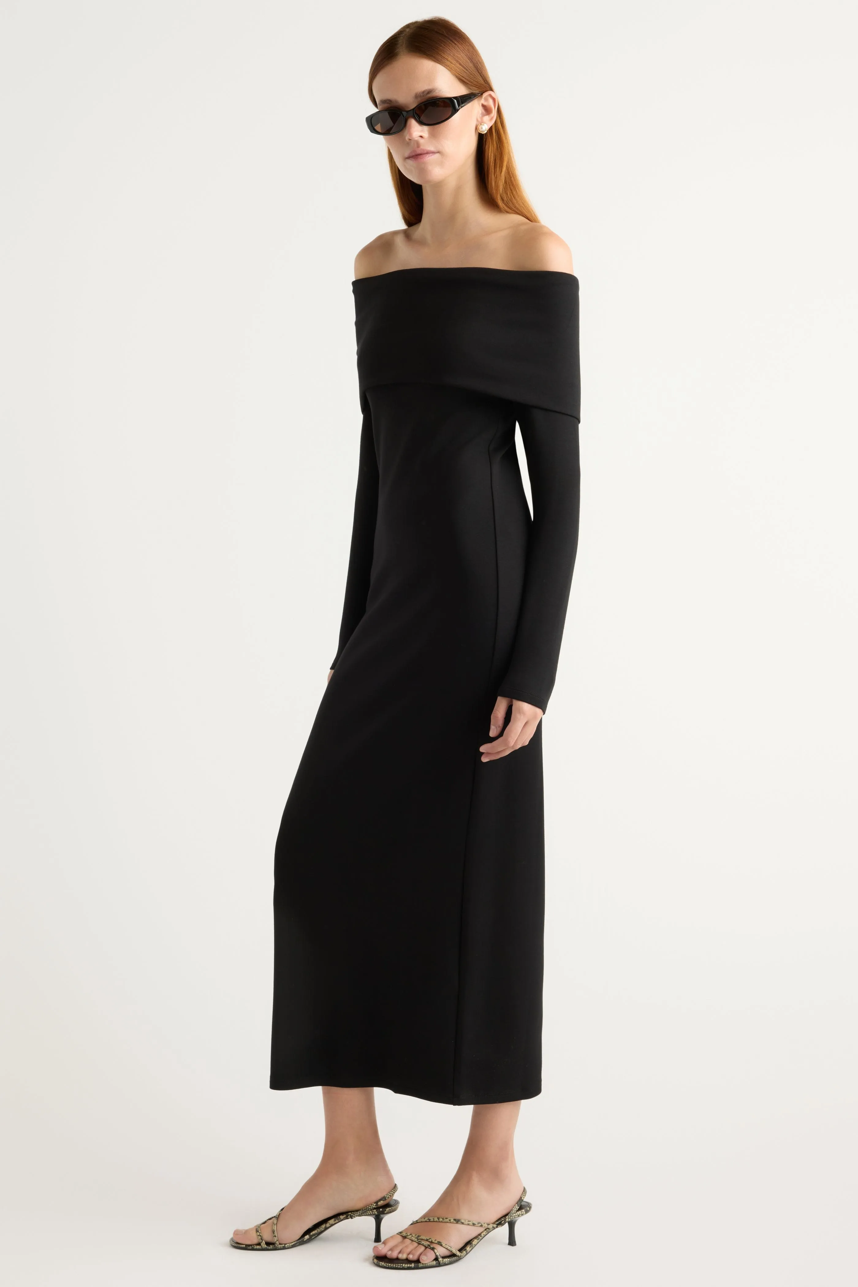 Morgan Split Foldover Jersey Dress Subtle Look Timeless Design