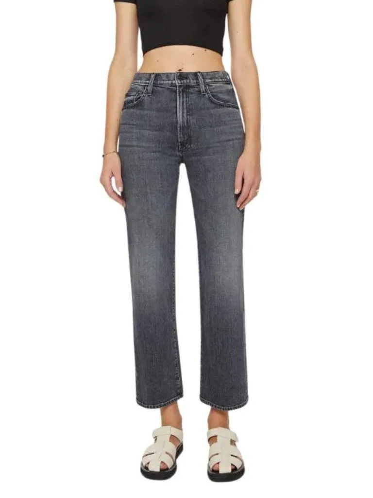 Mother Denim Rambler Zip Flood High-Waisted Straight Leg Jeans - Outta Sight
