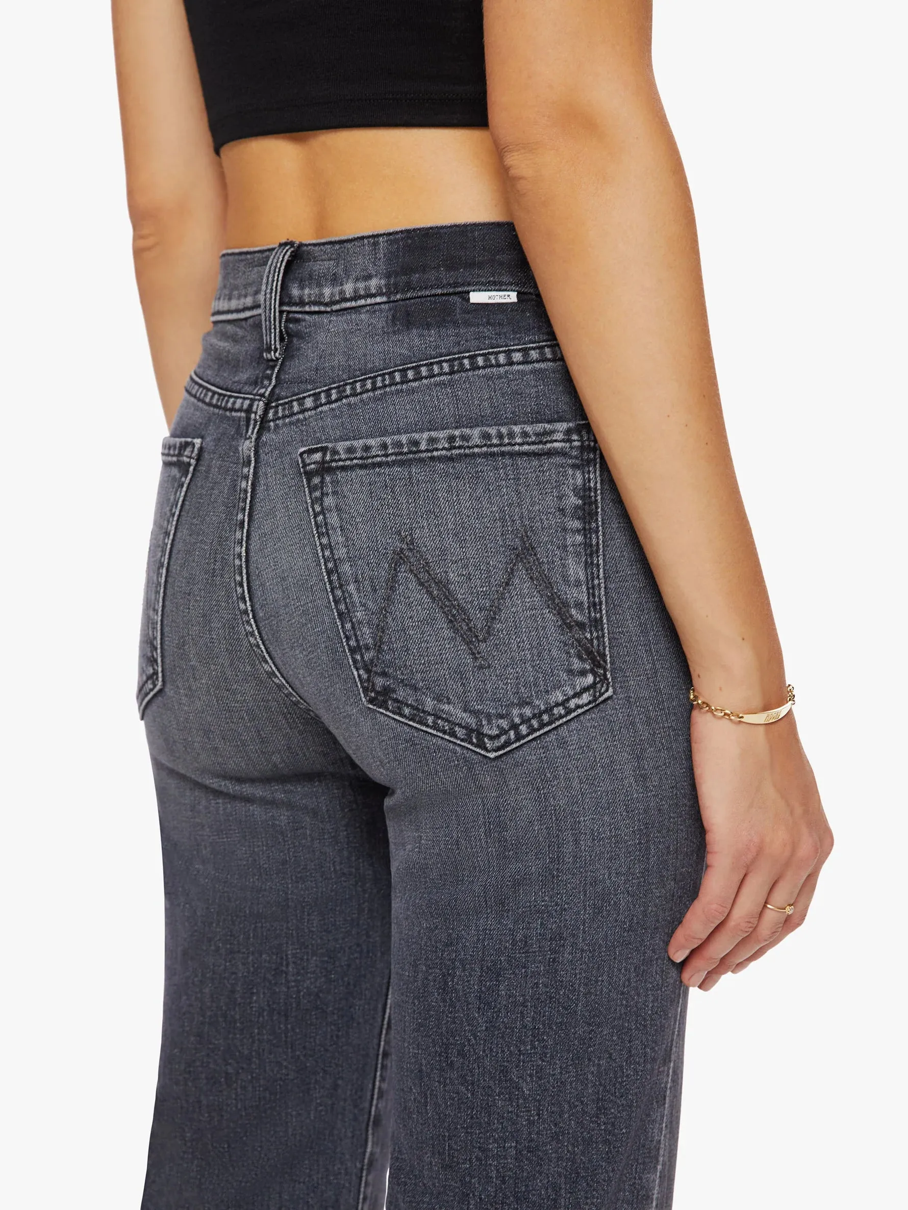 Mother Denim Rambler Zip Flood High-Waisted Straight Leg Jeans - Outta Sight