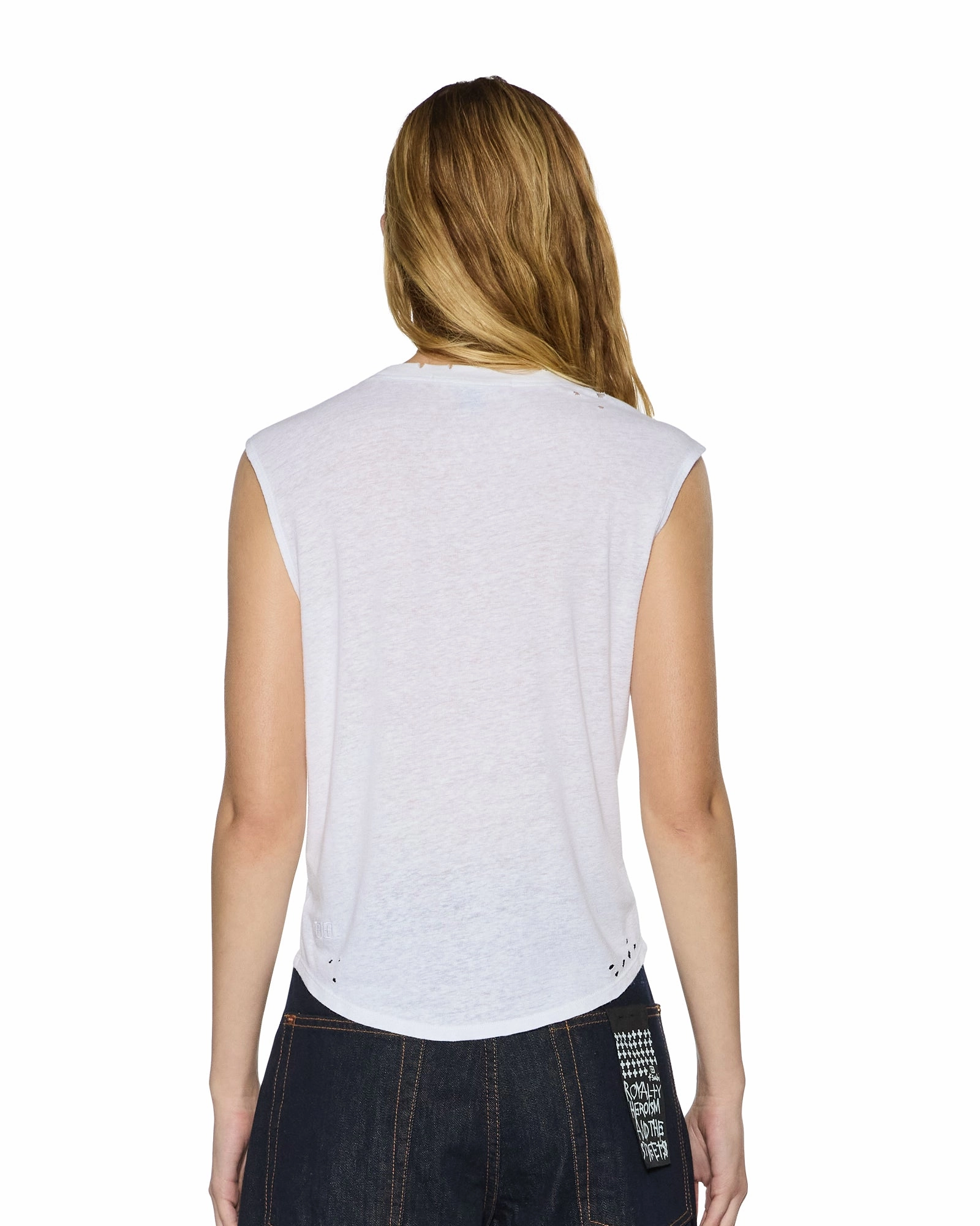 MOTOR OIL MOSS TANK WHITE Ribbed Neckline