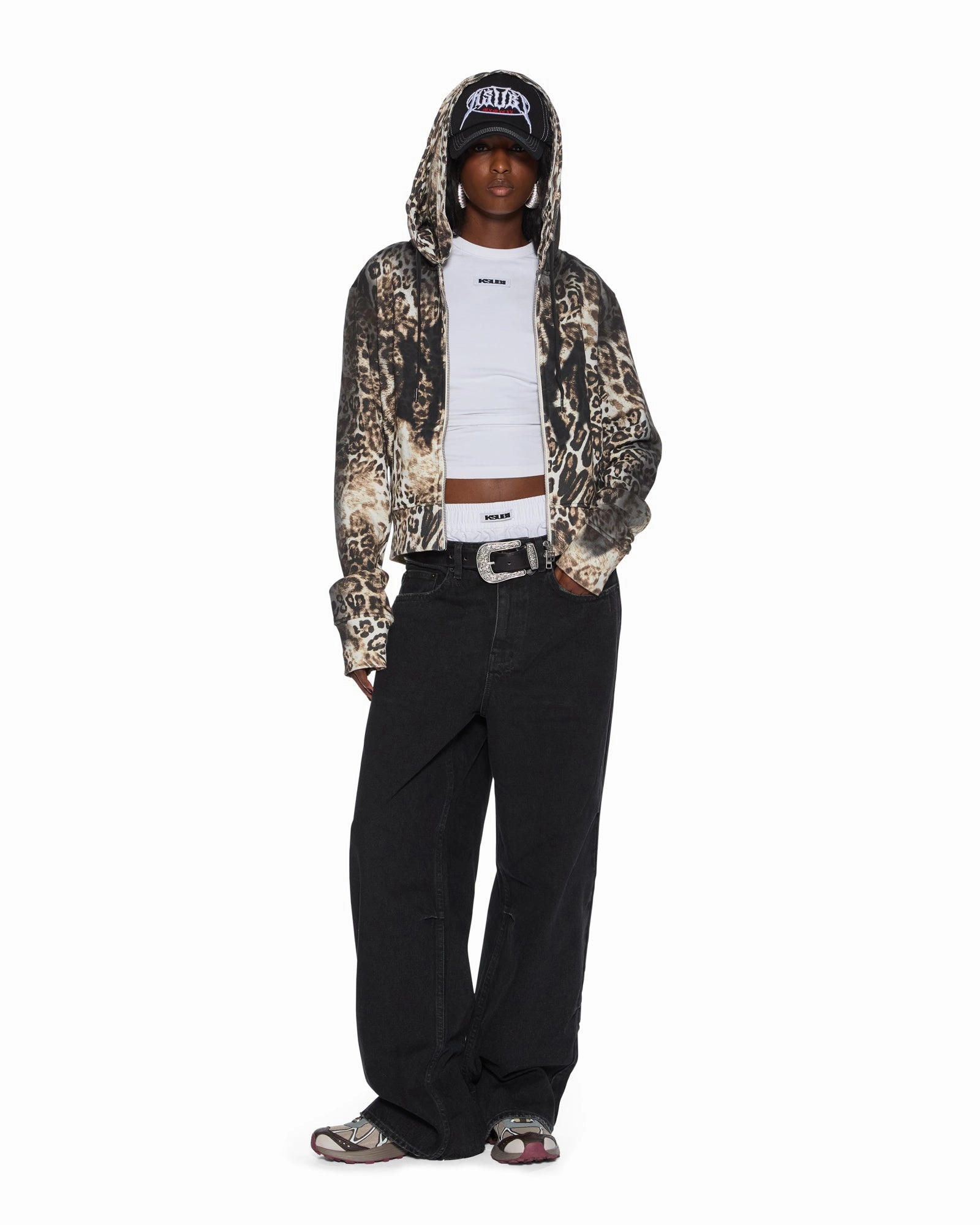 MOWALOLA ZIP HOODIE CHEETAH Soft Texture