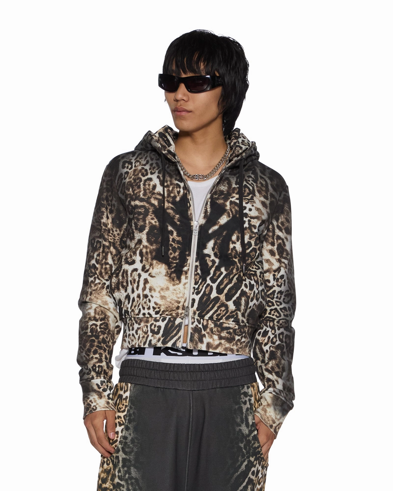 MOWALOLA ZIP HOODIE CHEETAH TaglessCollar