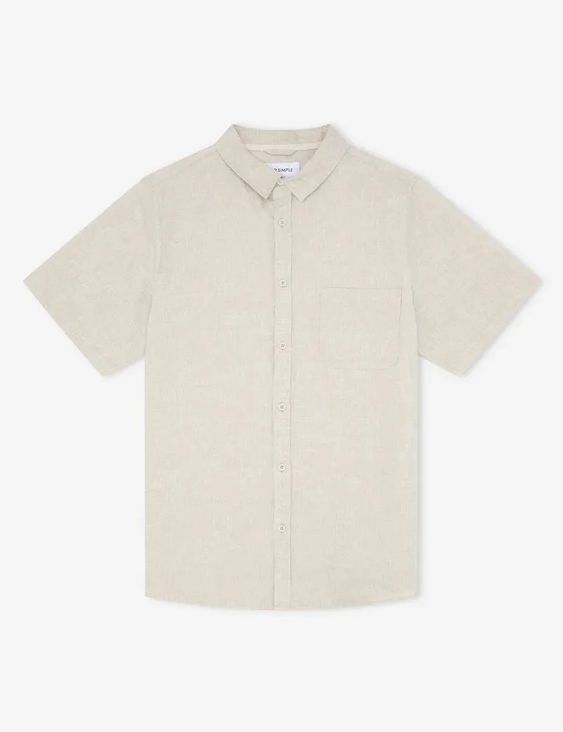 MR SIMPLE - Linen Short Sleeve Shirt Natural