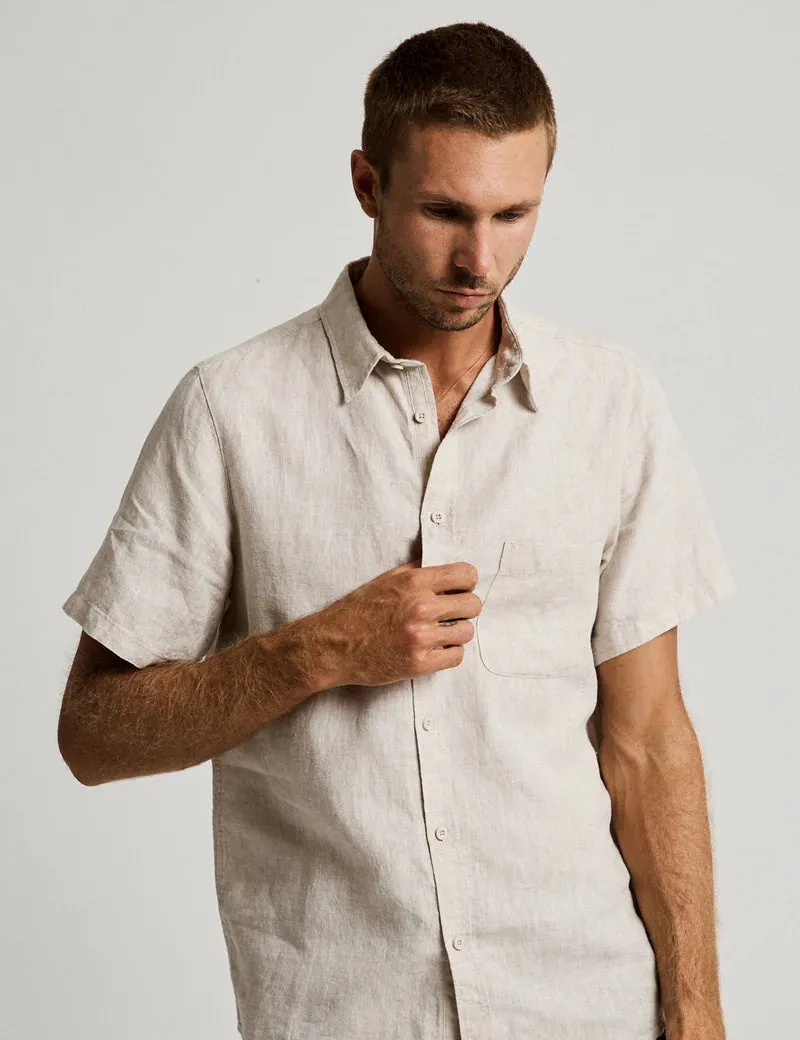 MR SIMPLE - Linen Short Sleeve Shirt Natural