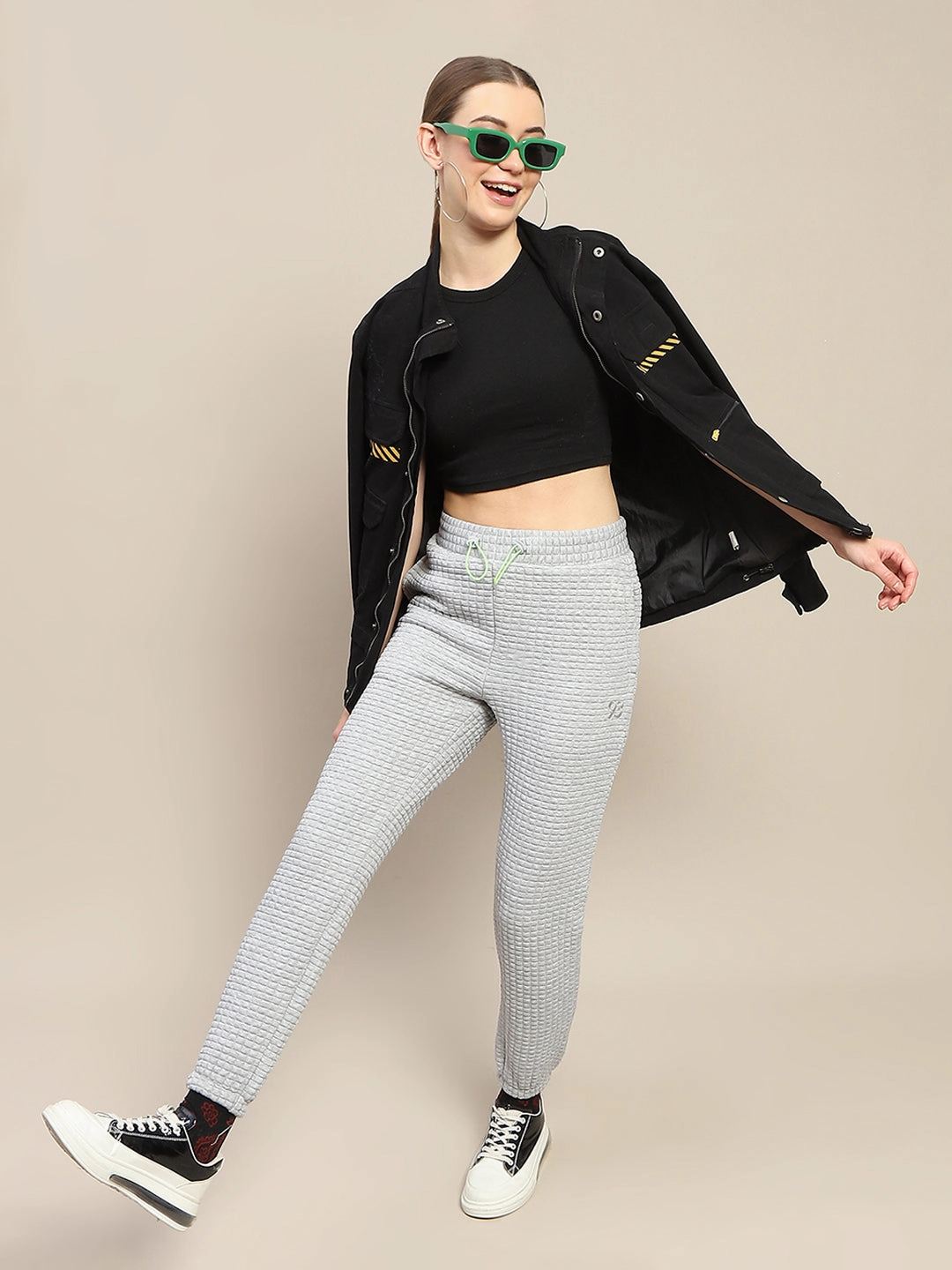 mSECRET Cotton Blend Jogger Style Grey Track Bottom Chafe-Free Fit Body Aligned