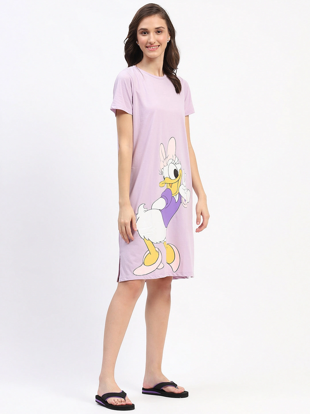 mSECRET Disney Graphic Print Cotton Lilac Sleep Shirt Dress Airy Weave Weekend Favorite