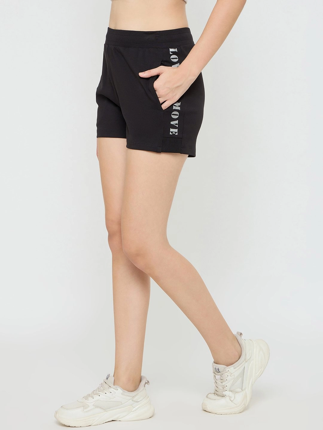 Contoured Waist Performance Wear mSECRET Elasticated Hem Black Cotton Blend Shorts