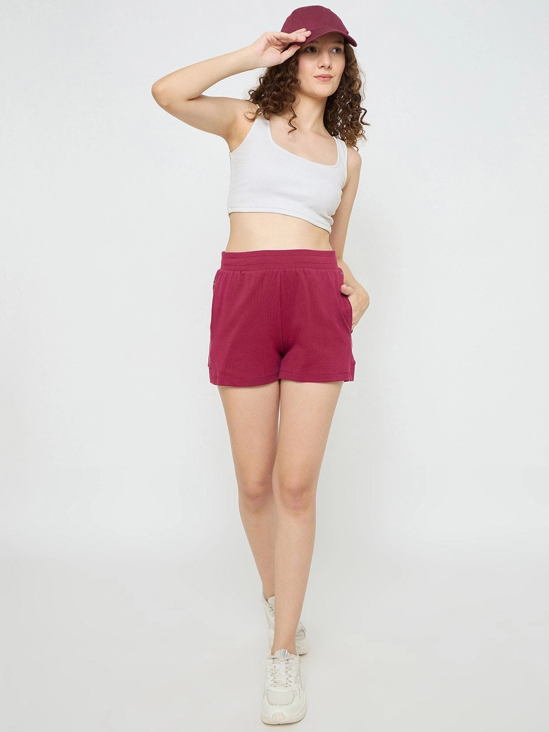 mSECRET Elasticated Hem Wine Red Cotton Blend Shorts Semi Sheer Gentle Flow