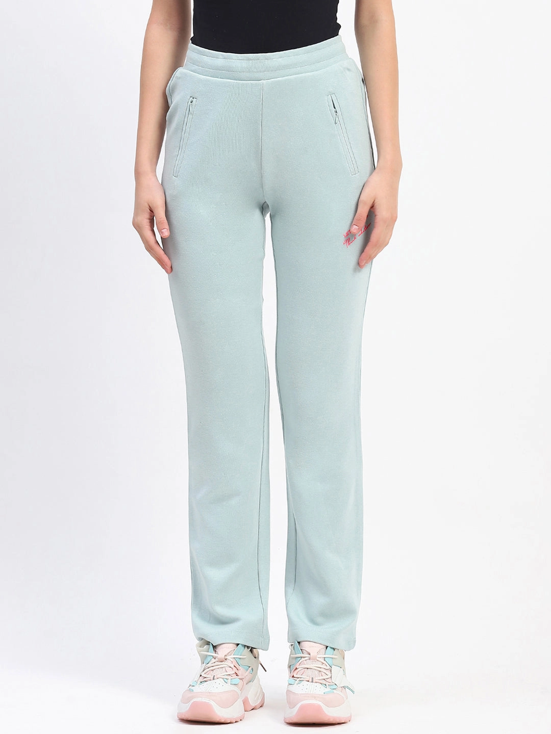 mSECRET Mint Straight-Fit Track Bottoms with Zippered Pockets Moisture Lock Technology