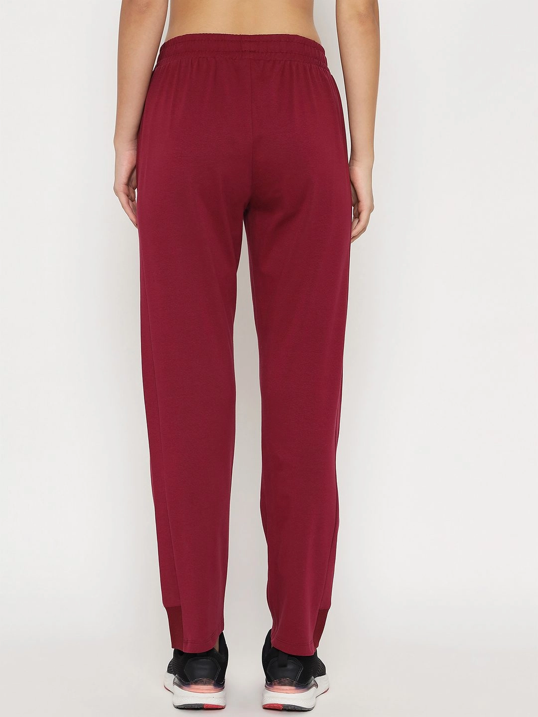 mSECRET Straight Fit Wine Red Cotton Blend Track Bottom Mesh Comfort
