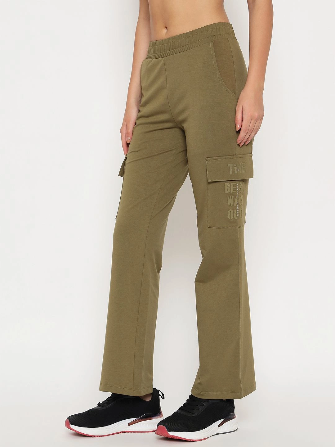 mSECRET Straight Olive Green Cargo Track Bottoms TaglessLabel Anti Static Fabric