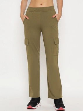 Soft Design Elasticized Cuffs mSECRET Straight Olive Green Cargo Track Bottoms