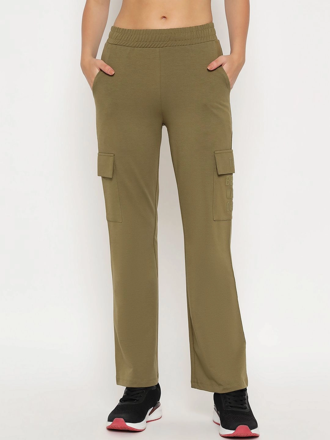 Soft Design Elasticized Cuffs mSECRET Straight Olive Green Cargo Track Bottoms