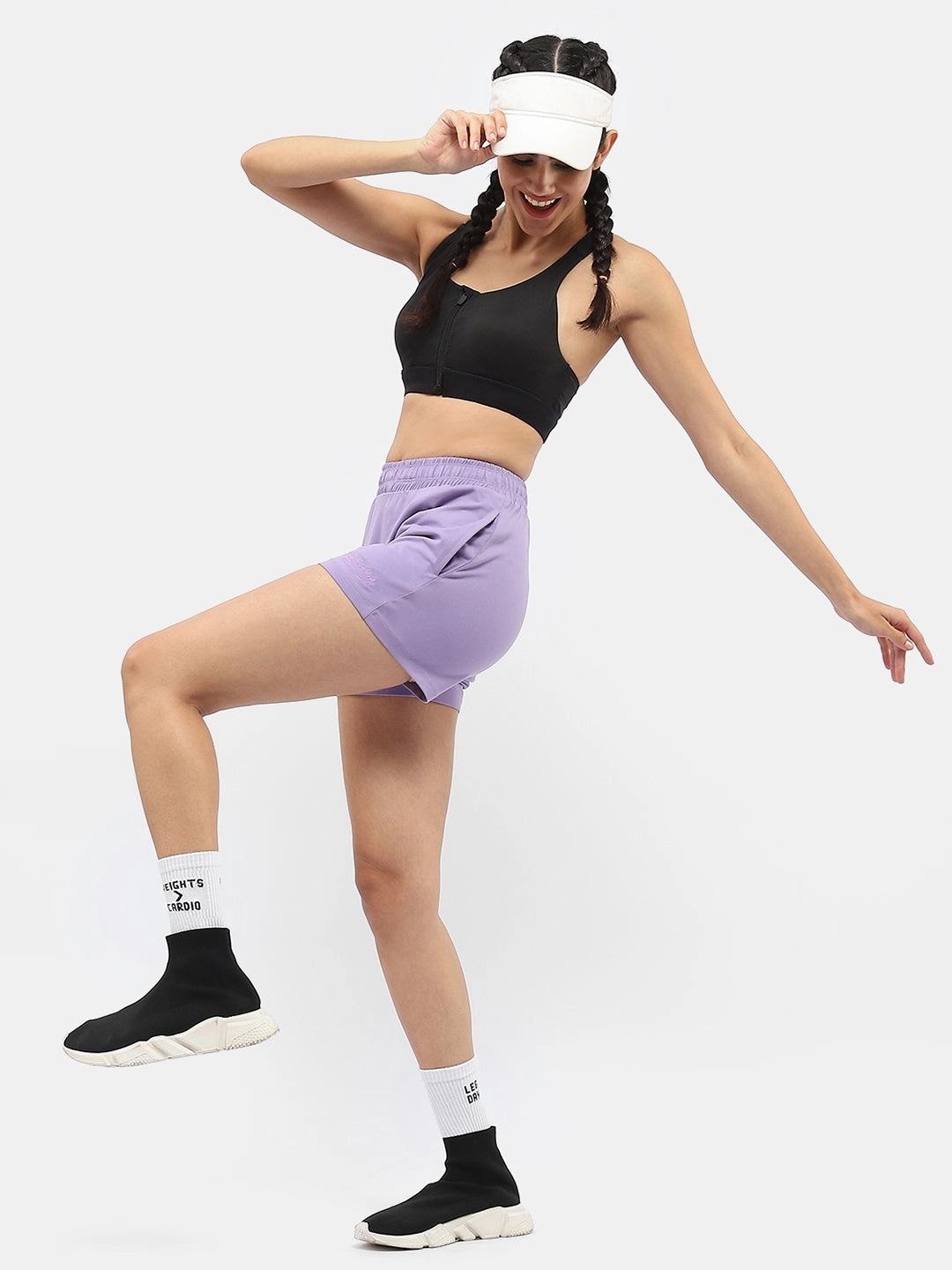 mSECRET Typography Lavender Running Shorts Lounge-friendly Friction Resistant Fabric